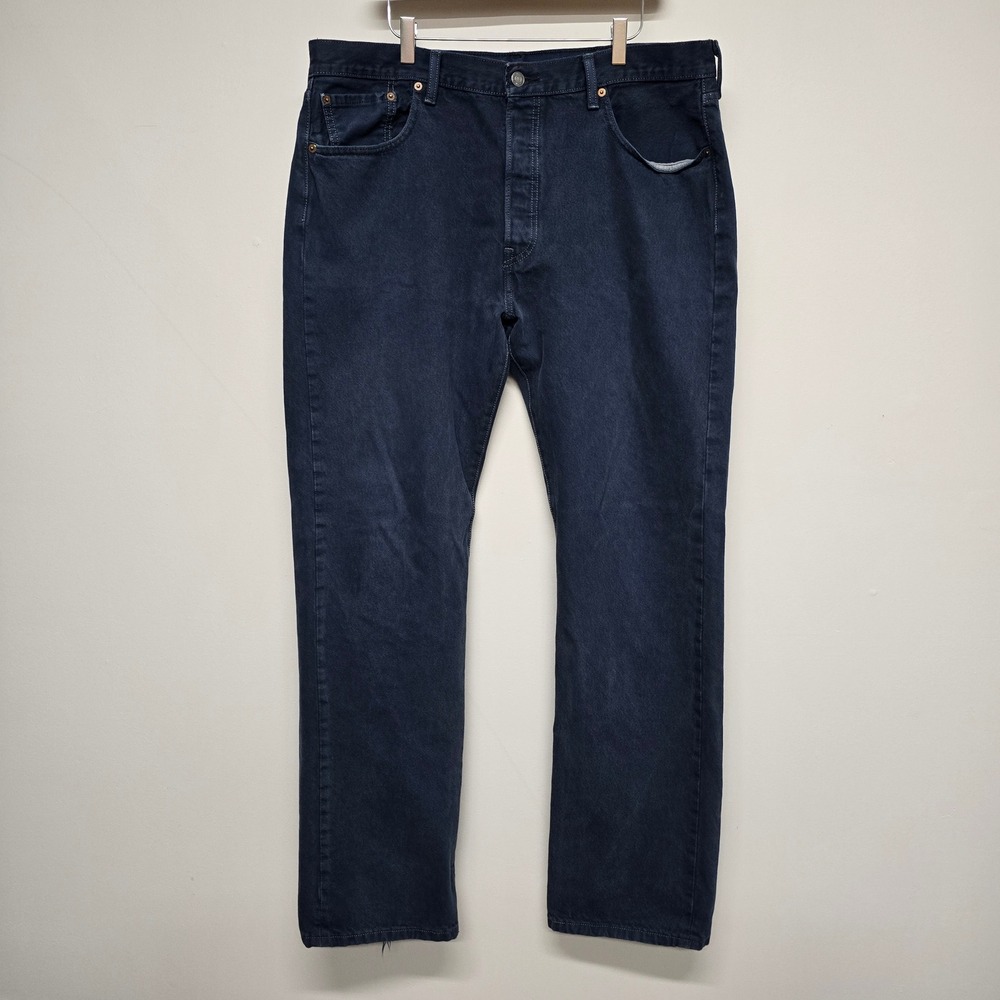 Levis 501 Original Fit Jeans Men 38x34 Dark Blue Cotton Button Fly Classic Denim